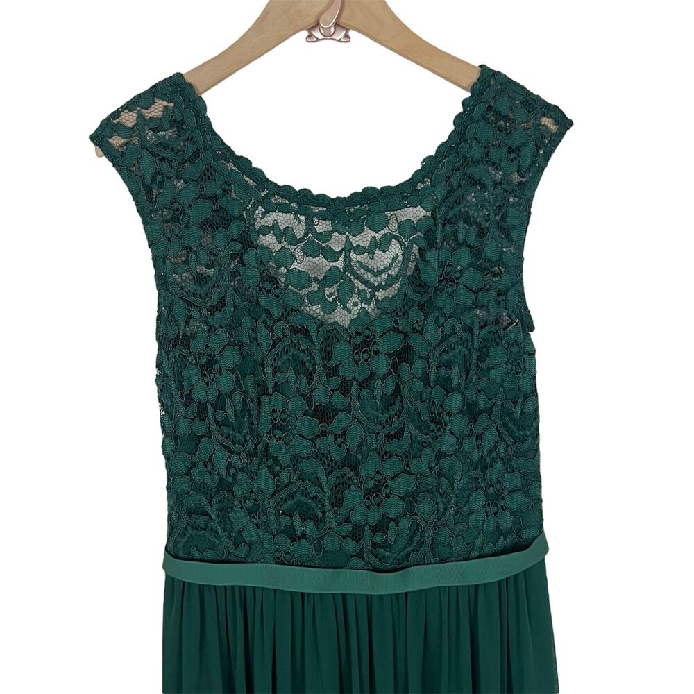 NWT David's Bridal F19328 Bridesmaid Dress in Juniper Green Size 0 - Picture 4 of 8